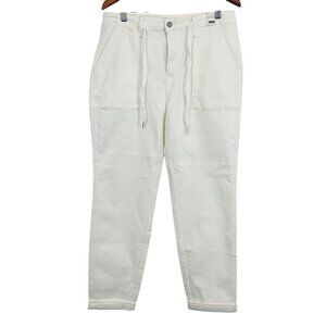 Judy Blue Women High Waist White Pants Size 13 31 Cuff Joggers Heather NWT New